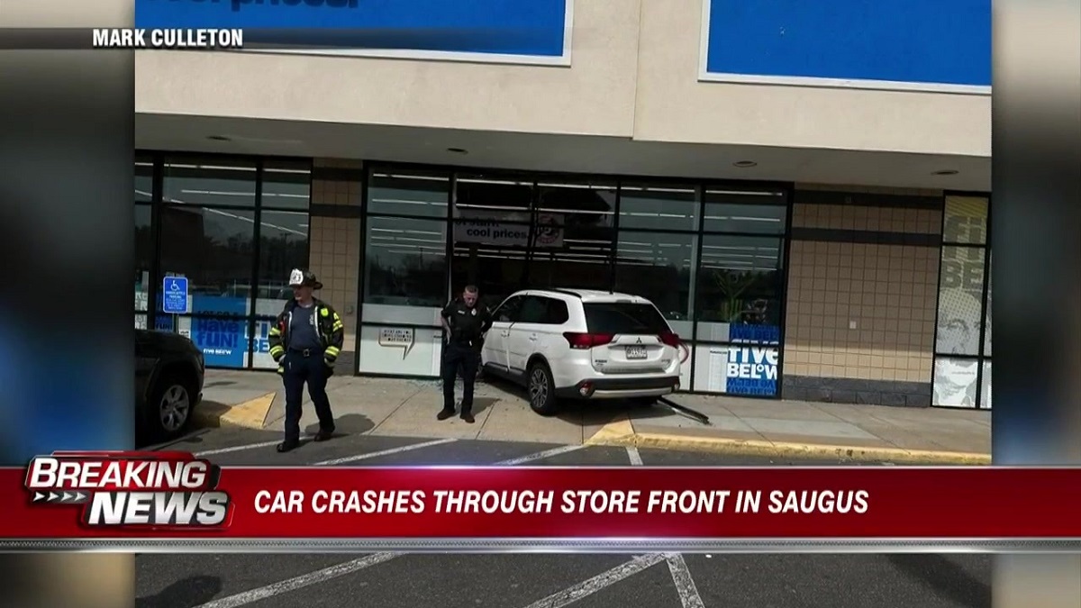 Car crashes through storefront in Saugus