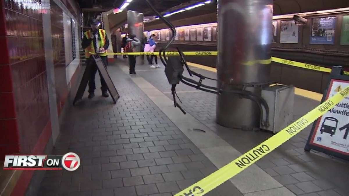 Woman taken to hospital after heavy equipment falls at Harvard MBTA ...