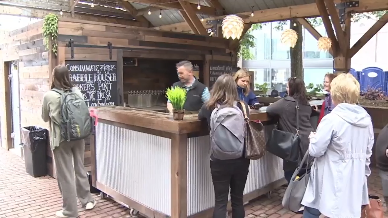 City Hall Plaza hosts new outdoor beer garden featuring two local