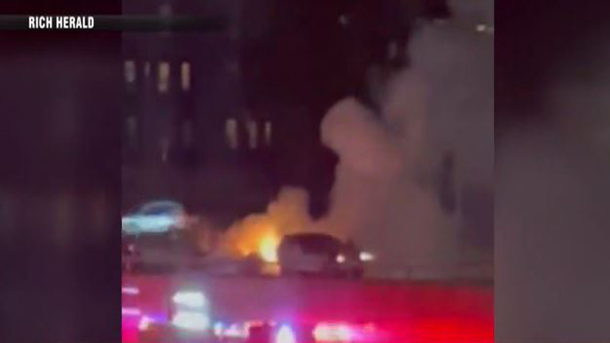 Car goes up in flames on I93 in Somerville  Boston News Weather Sports  WHDH 7News Car goes up in flames on I93 in Somerville  Boston News Weather Sports  WHDH 7News