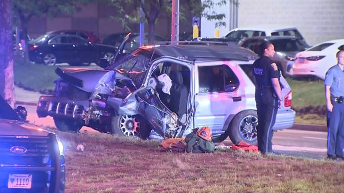 Driver freed from crumpled vehicle after crash in Dorchester Boston