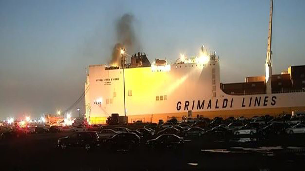 Crews continue to battle cargo ship blaze that killed 2 New Jersey ...