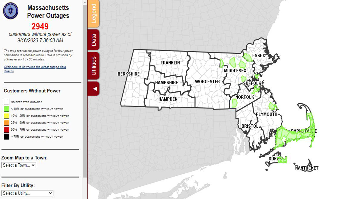 Hundreds Without Power As Lee Sideswipes Massachusetts Coastline   Outage Map 