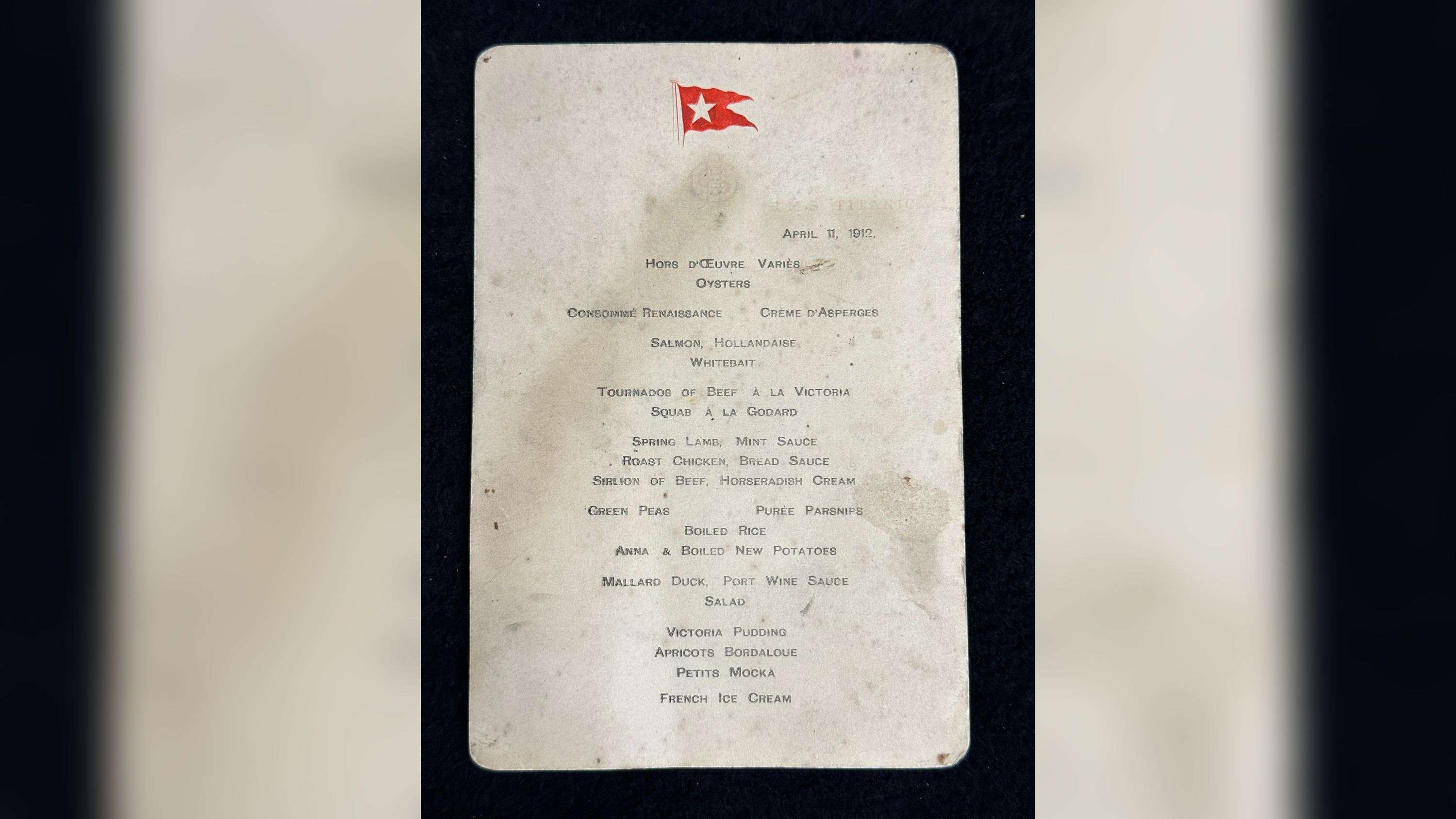 Rare Titanic menu shedding light on life aboard sells for over $100,000 - Boston News, Weather, Sports - Vimarsana News