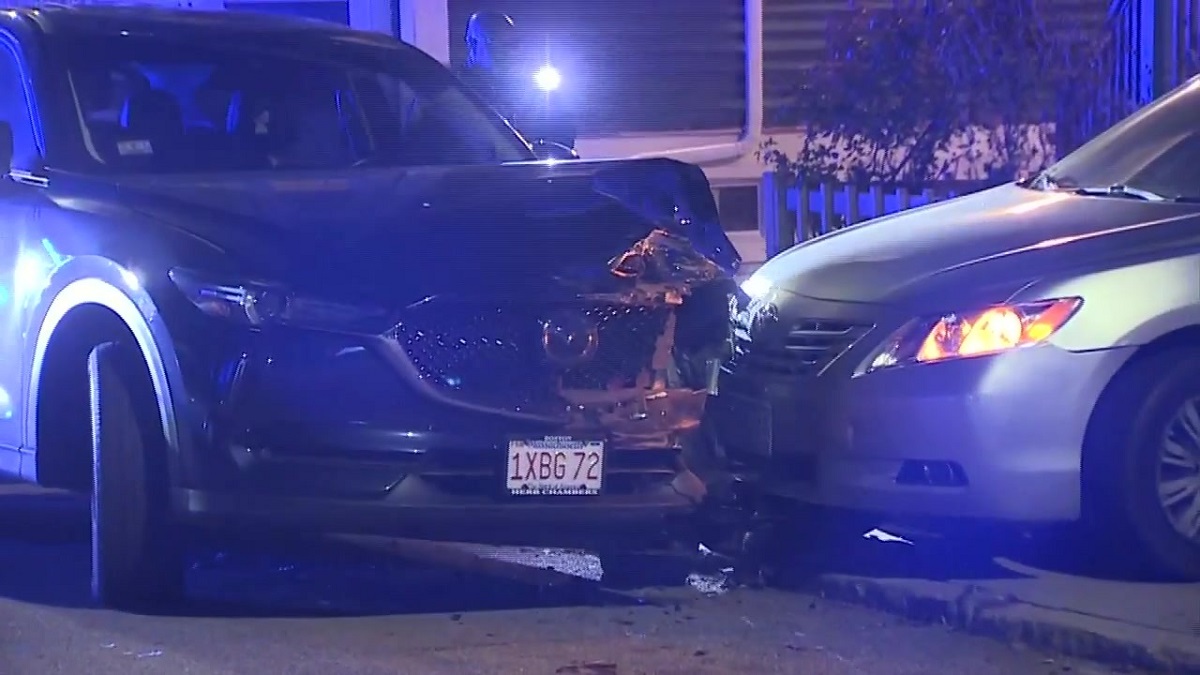Driver crashes into yard, damages two cars in Jamaica Plain Boston
