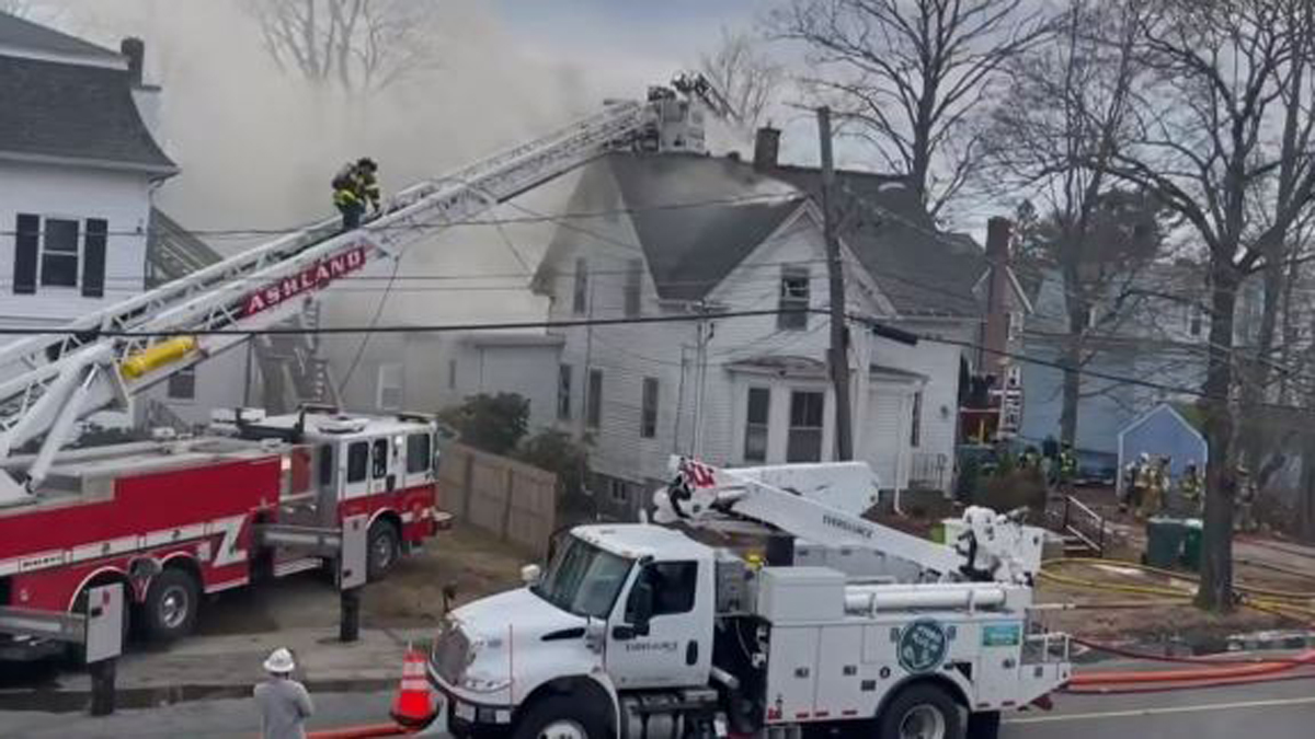 Fire crews battle 2alarm house fire in Ashland Boston News, Weather