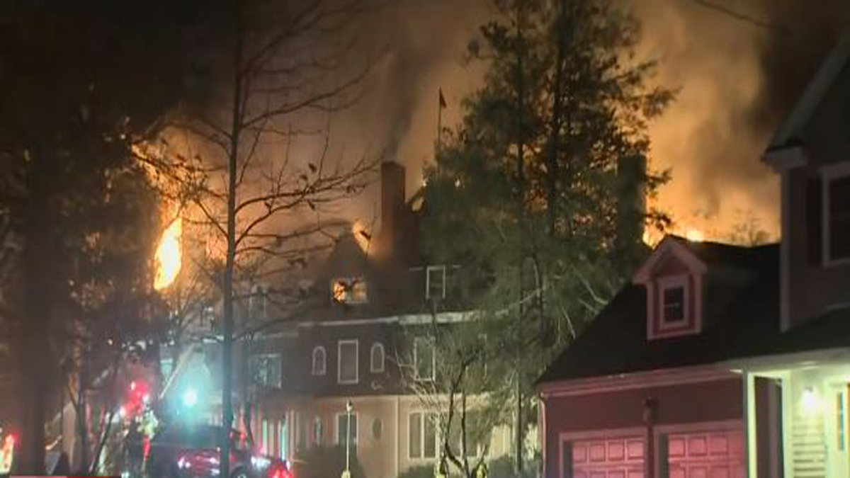Crews battle massive 5alarm blaze that tore through historic mansion