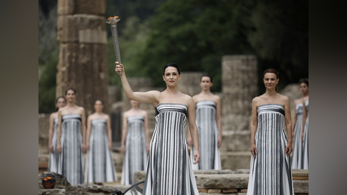 Flame is lit for Paris 2024 in choreographed event in the birthplace of ...