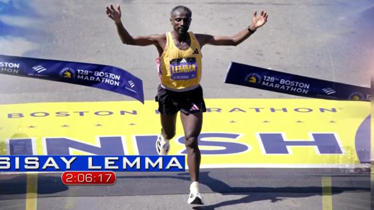 Ethiopia’s Sisay Lemma wins Boston Marathon in runaway. Kenya’s Hellen ...