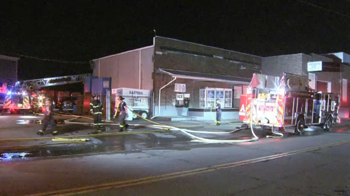 Firefighter taken to hospital after battling fire at Brockton ice ...