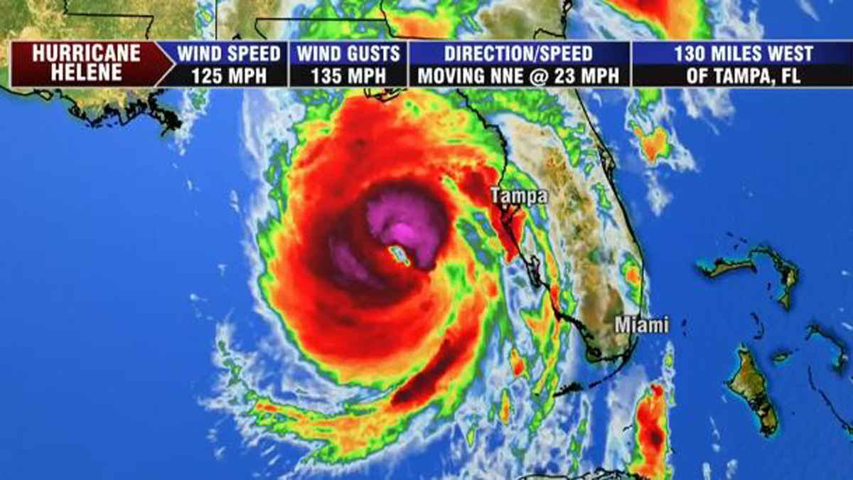 Helene weakens to Category 1 hurricane while moving north from Florida