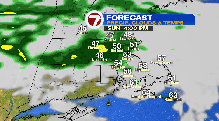 Rain Sunday, few showers Monday before cooldown - Boston News, Weather ...