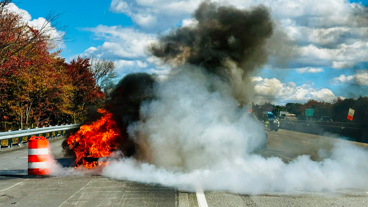 Westboro firefighters battle car fire on Mass Pike Boston News, Weather, Sports WHDH 7News