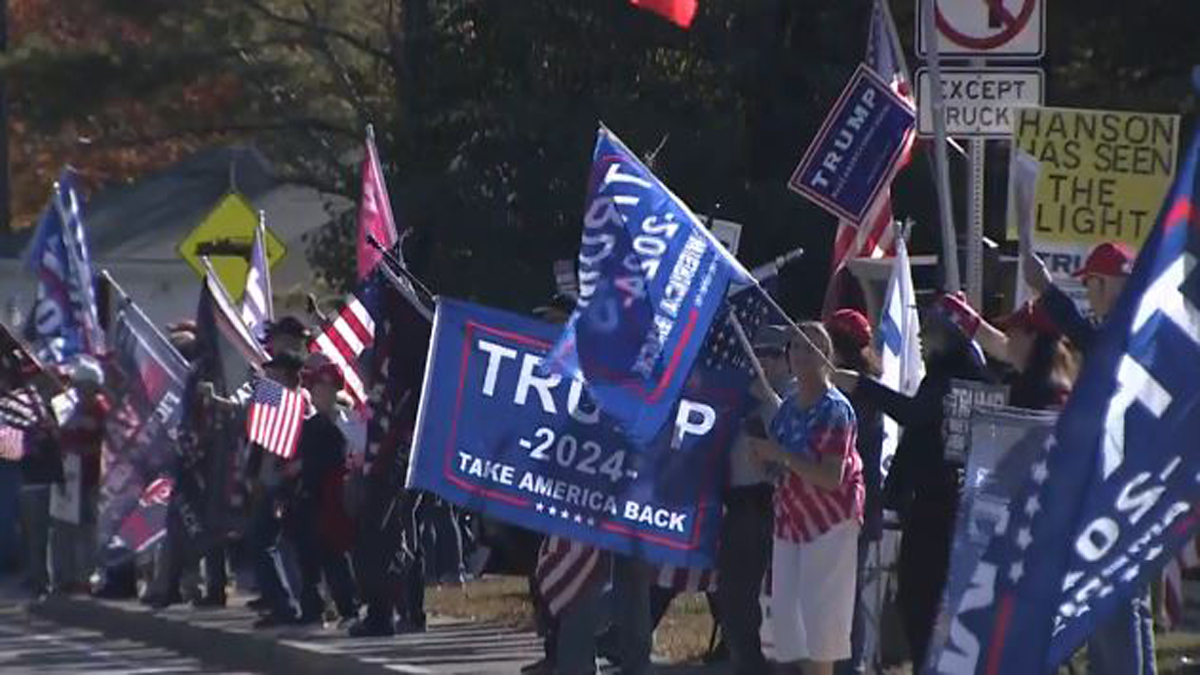 Dozens turn out to support Hanson resident projecting Trump 2024 on