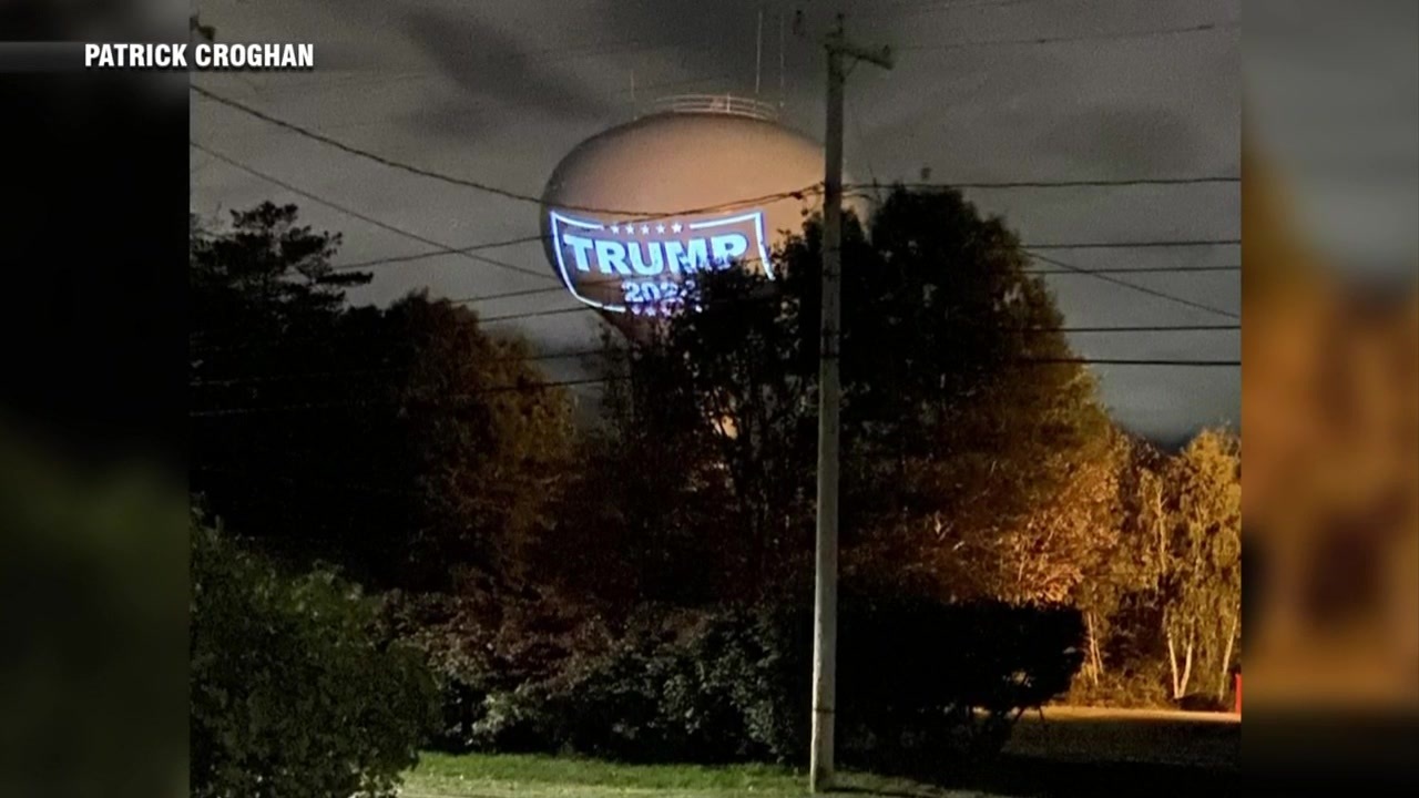 City of Hanson fines resident who projects Trump 2024 sign on water tower – Boston News, Weather, Sports