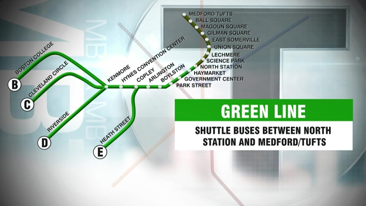 Shuttle buses replace train service after MBTA Green Line derailment