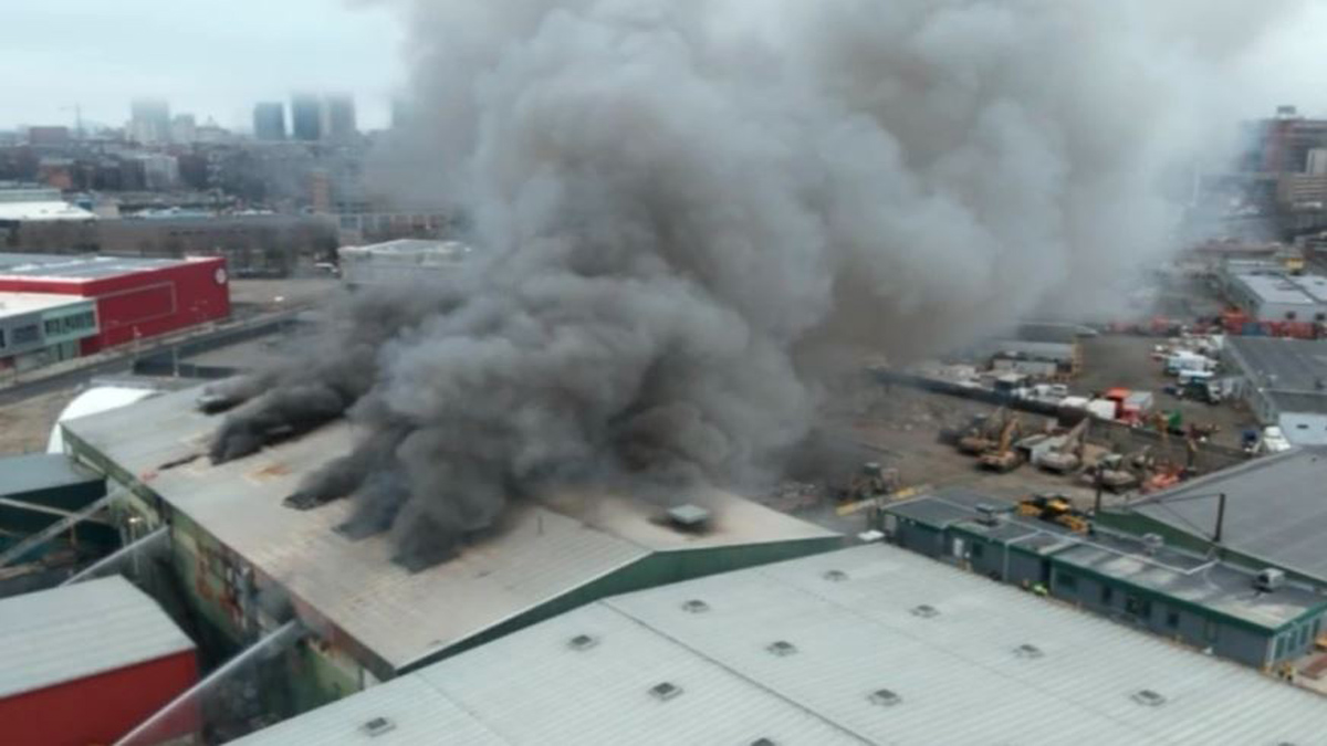 Massive Fire Erupts at Roxbury Trash Transfer Station Firefighters Battle Flames