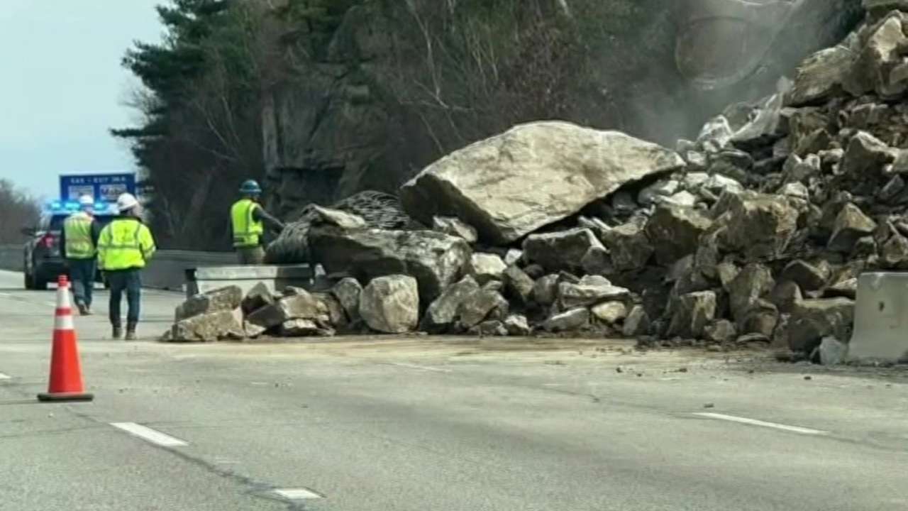 Rocks fall onto I-495 near Wrentham - Boston News, Weather, Sports ...