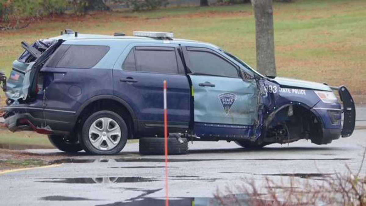 Trooper hospitalized after cruiser crashes into utility pole in Harwich ...
