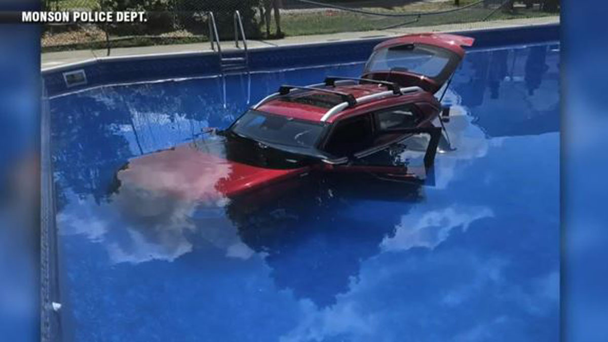 Driver narrowly misses swimmers when crashing into pool in Monson – Boston News, Weather, Sports | WHDH 7News