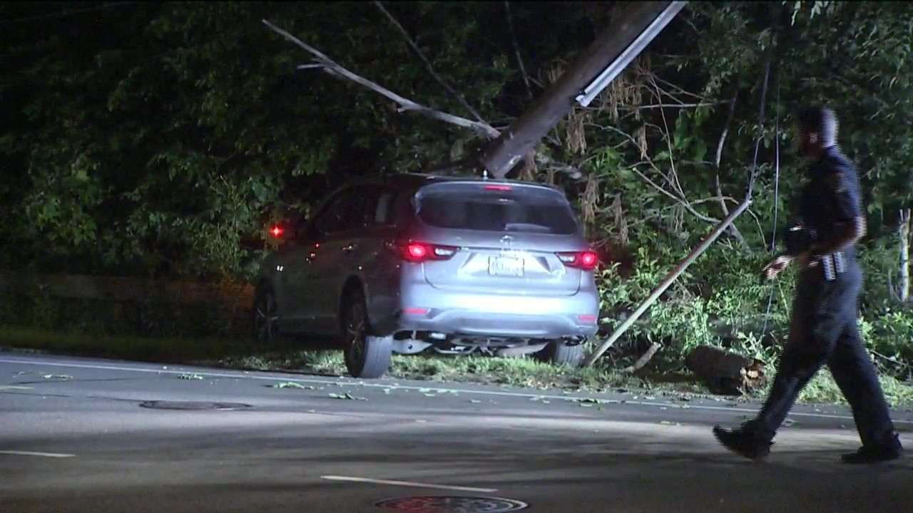 Car slams into utility pole in Milton - Boston News, Weather, Sports ...