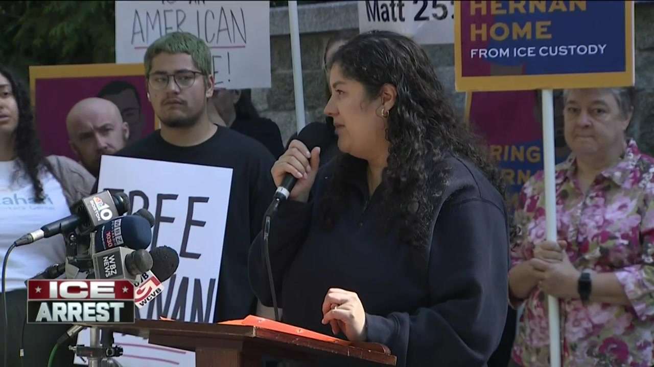 Wife of Malden man detained by ICE addresses crowd at rally Monday ...