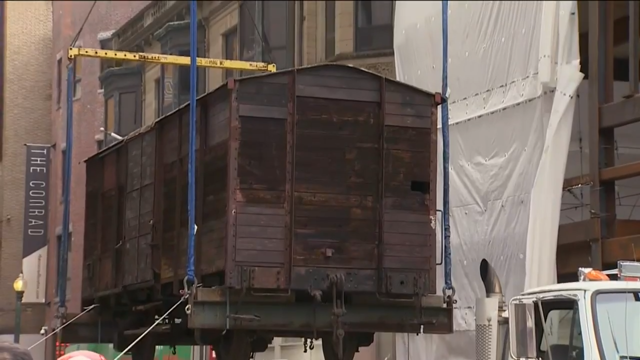 Railcar installed at upcoming Holocaust museum near Boston Common
