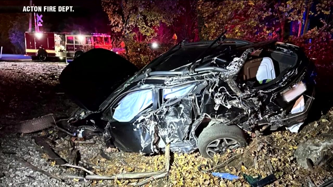 Commuter rail train hits car in Acton