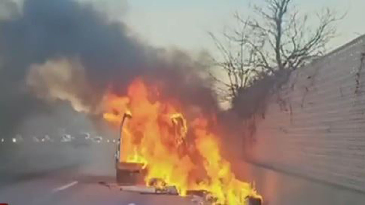 Fiery crash in Boston snarls traffic on I-93 southbound