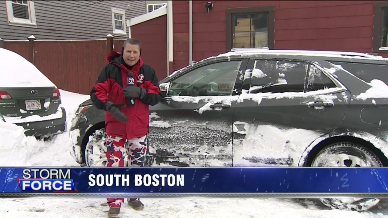 Southie residents work to dig cars out of built up snow