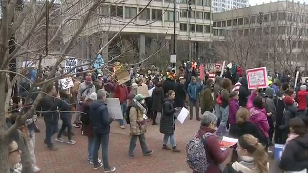Hundreds of anti-ICE protesters gather in Boston after shootings in Minneapolis and Portland, Oregon