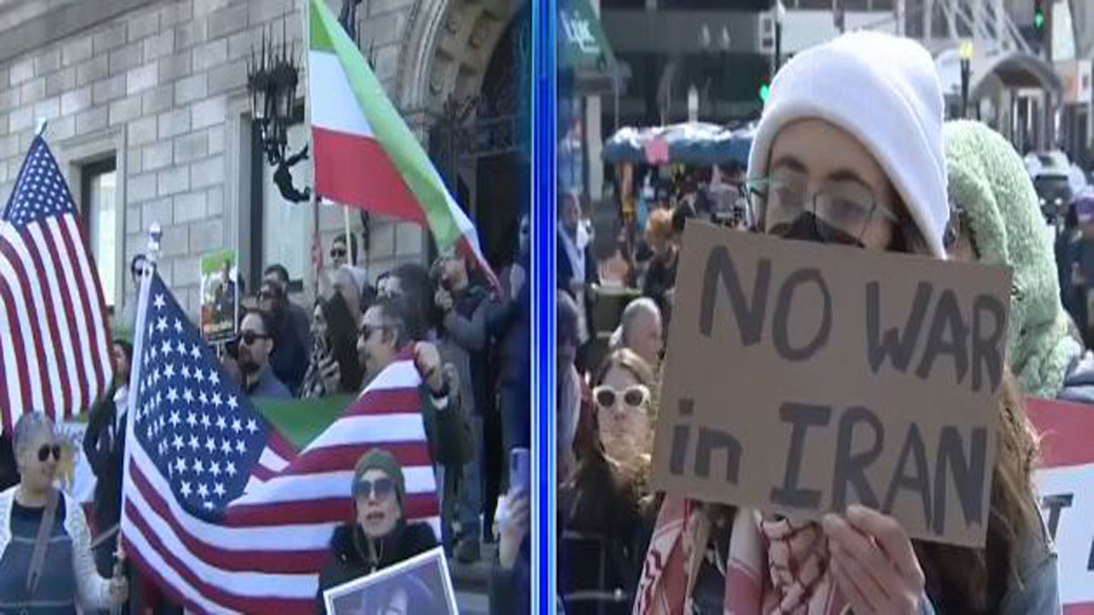 Demonstrations held in Boston in support of and opposition to US-Israel strikes against Iran