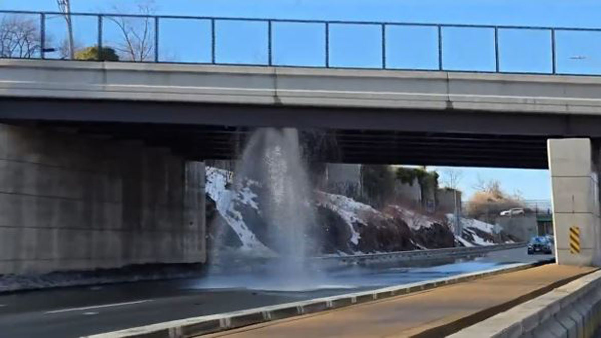 Water main break temporarily closes I-93 southbound in Milton