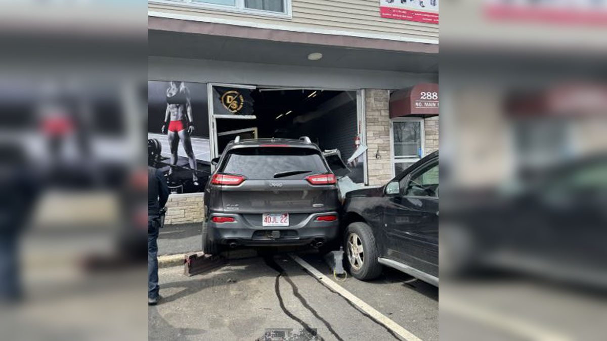 Driver, patron hospitalized after vehicle slams into gym in Brockton