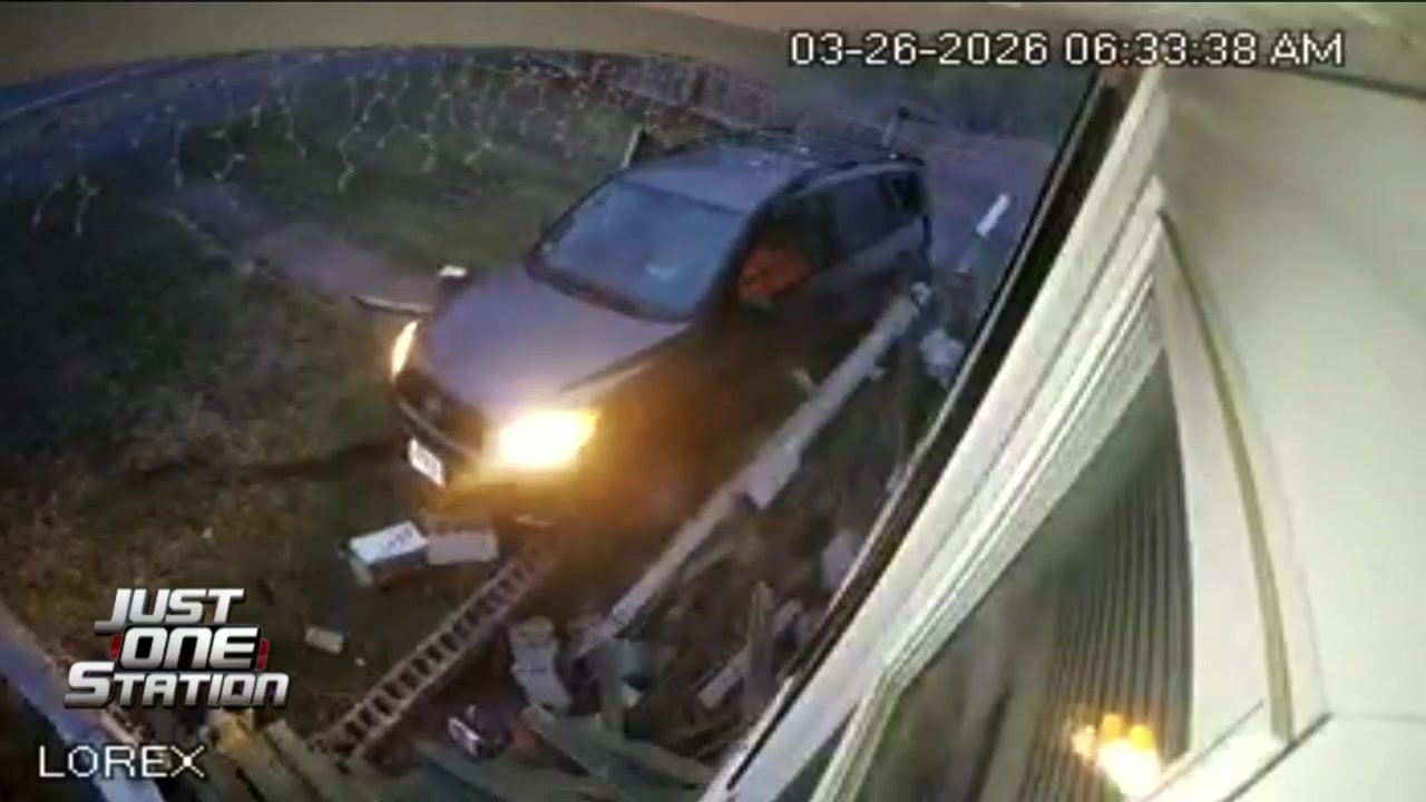 JUST ONE STATION: Car slams into porch in Brockton