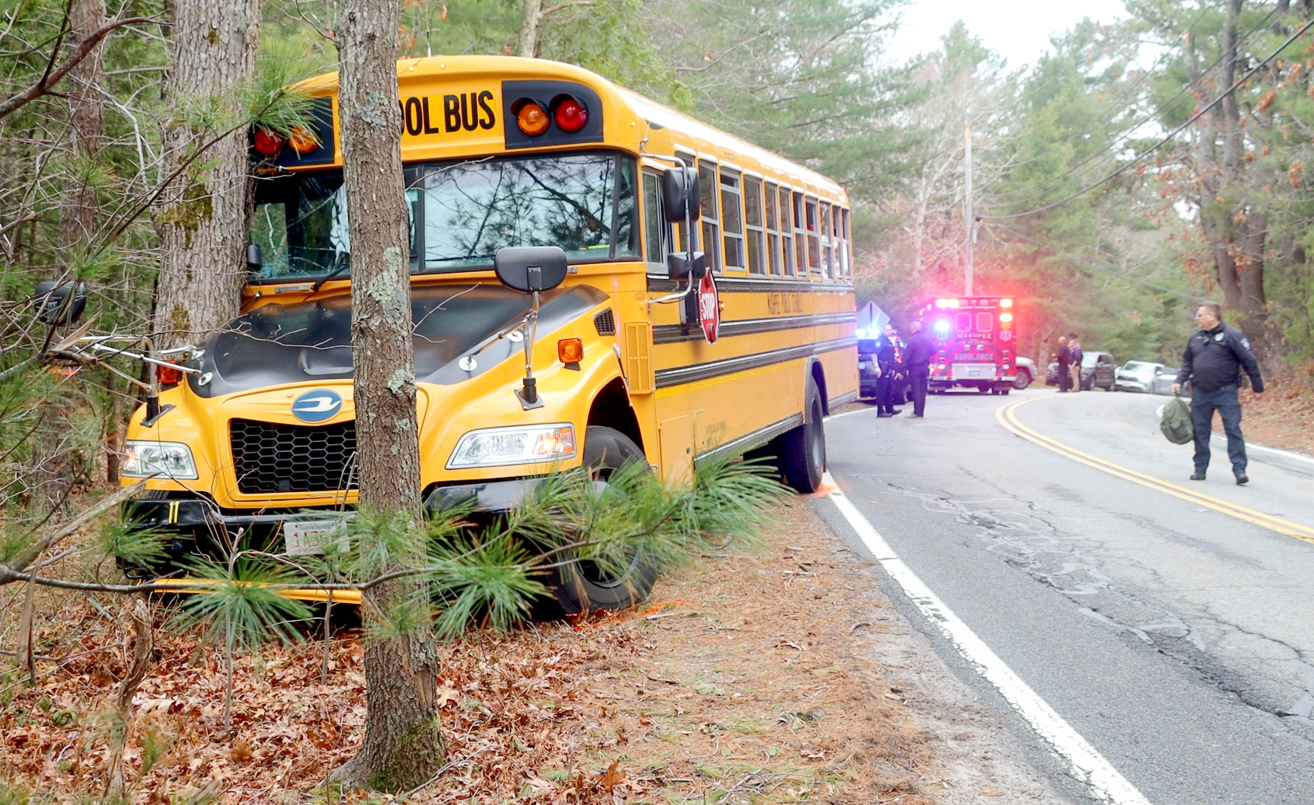 School bus driver suffers medical emergency, crashes into tree in Mashpee