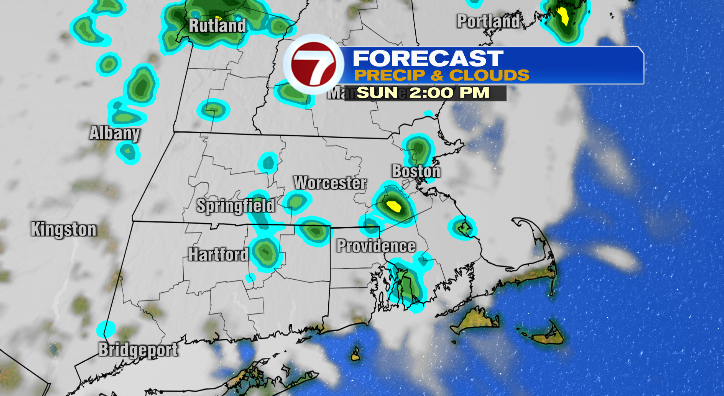 Wind exits for Sunday, spotty showers linger