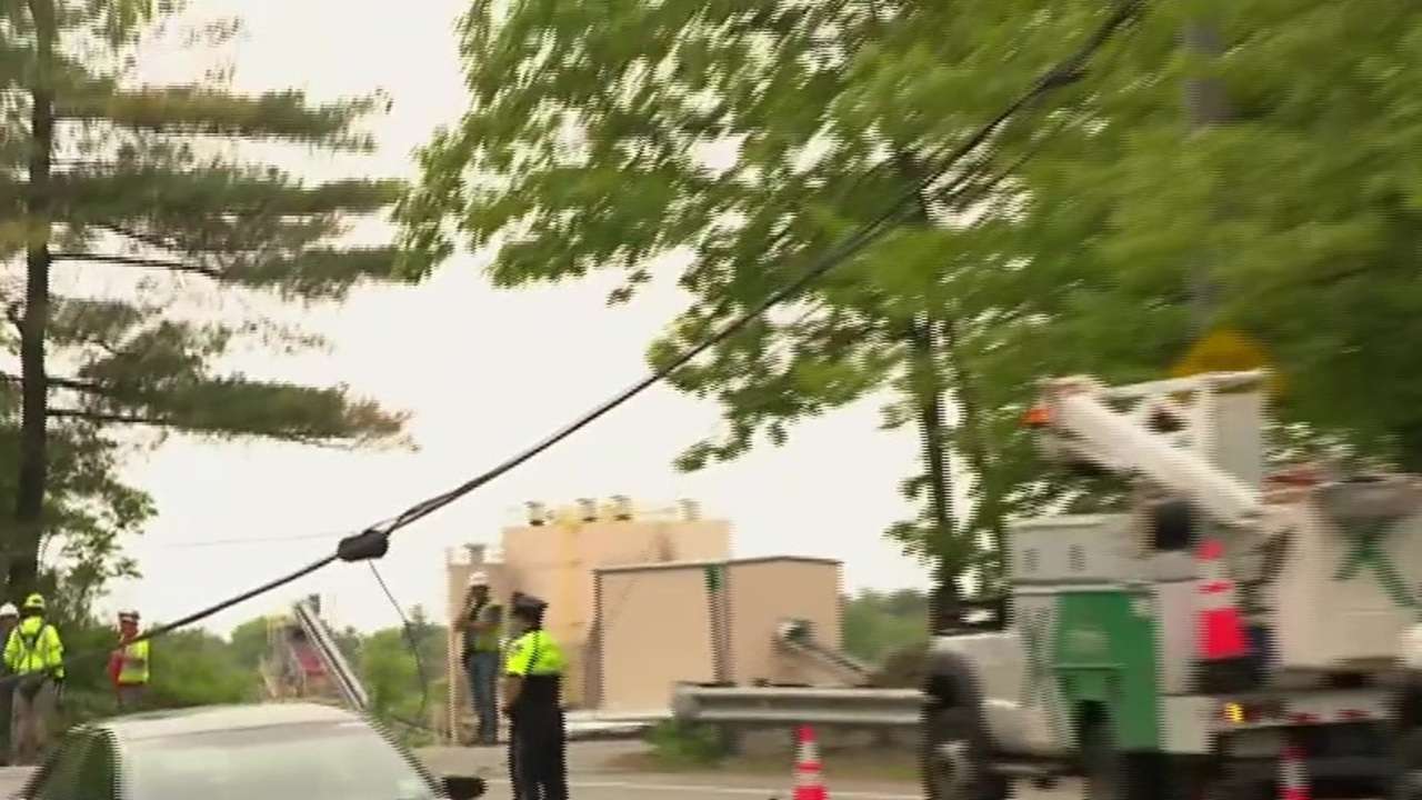 Truck takes down power lines in North Reading - Boston News, Weather ...