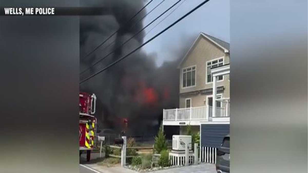 Crews battle fire that destroyed home in Wells, Maine