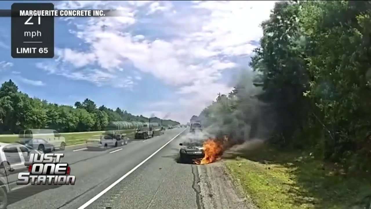 JUST ONE STATION: Driver pulls over to help extinguish car fire on highway in Middleboro