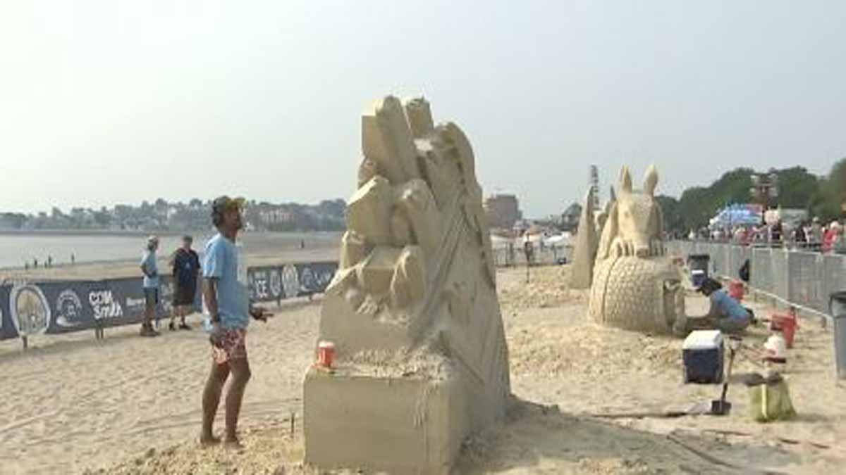 Wet weather forces organizers to postpone fireworks at Revere Beach Sand Sculpting Festival