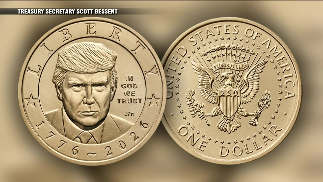 US Mint produces a $1 coin bearing Trump's face to help celebrate