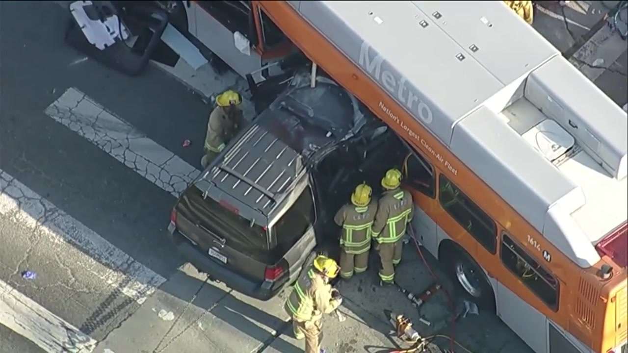 Driver arrested in bus collision that happened before news helicopter crash in LA
