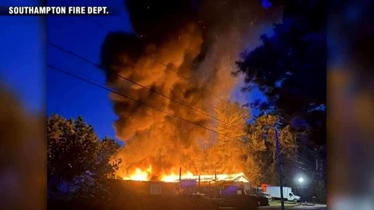 Truck repair garage goes up in flames in Southampton