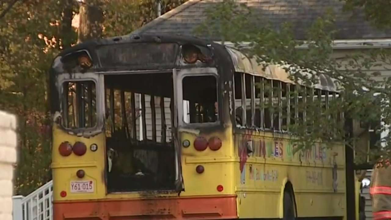 School bus destroyed by fire in Hopkinton