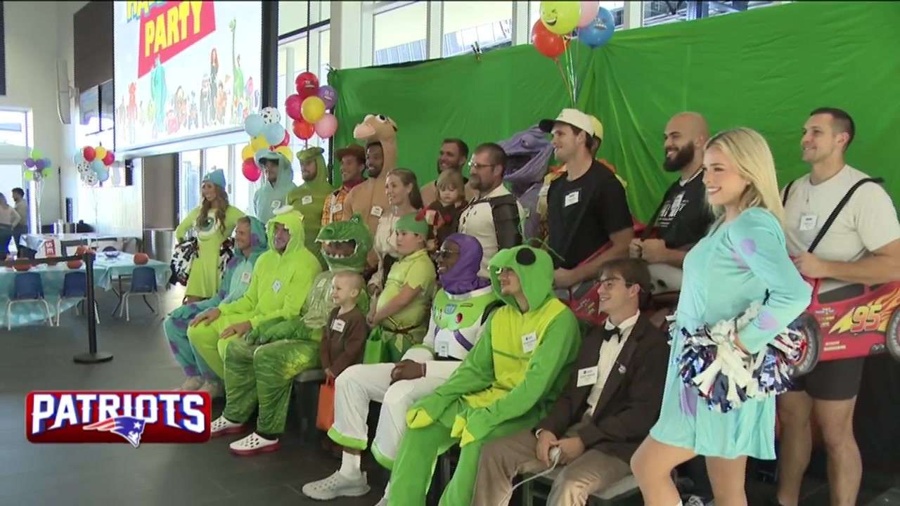 Patriots and Revolution players host Halloween party at Gillette Stadium for children battling cancer